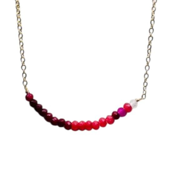 None Jewelry - Indio Jewelry Shades of Red Gold Stainless Steel Necklace #7053